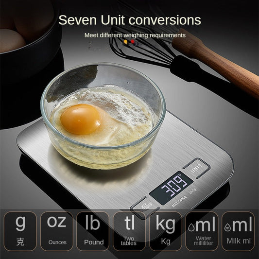 Kitchen electronic scale, high-precision stainless steel kitchen electronic scale with backlit LCD display screen, food scale weighing, baking scale, coffee, medicinal herbs, milk tea shop, precise ingredient placement