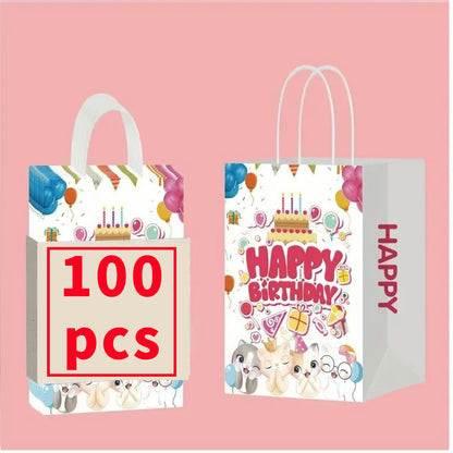 10/50/100 pcs, Happy Birthday Cute Kitten Tote Bag, Birthday Gift Bag, Shopping Bag, Candy Bag, Baking Supplies Bag, Gift Bag For Birthday Party