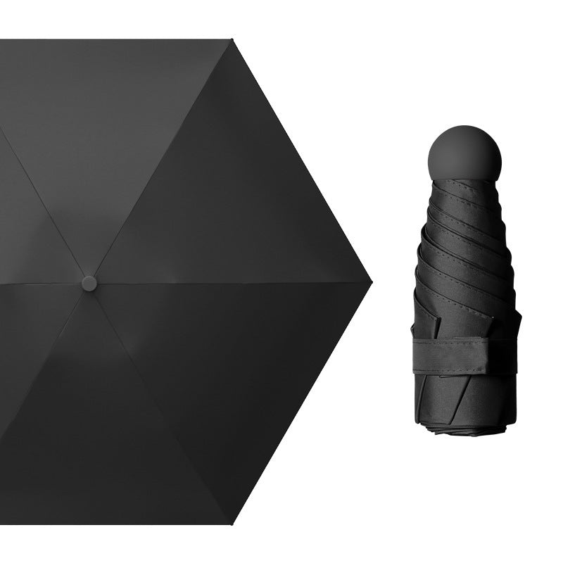 Foldable Black Vinyl Sun Umbrella, Mini Sunshade Umbrella, Capsule Sunscreen Umbrella"